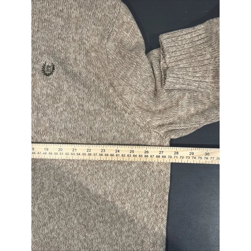 CHAPS By Ralph Lauren Sweater Mens 3XT Beige Brown 1/4 Button Pullover EUC
